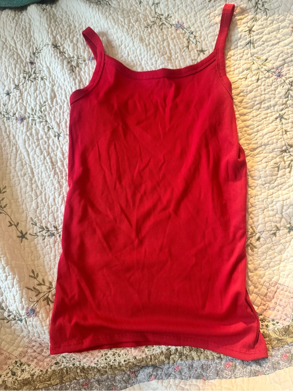 No Boundaries Red Ribbed Tank Top